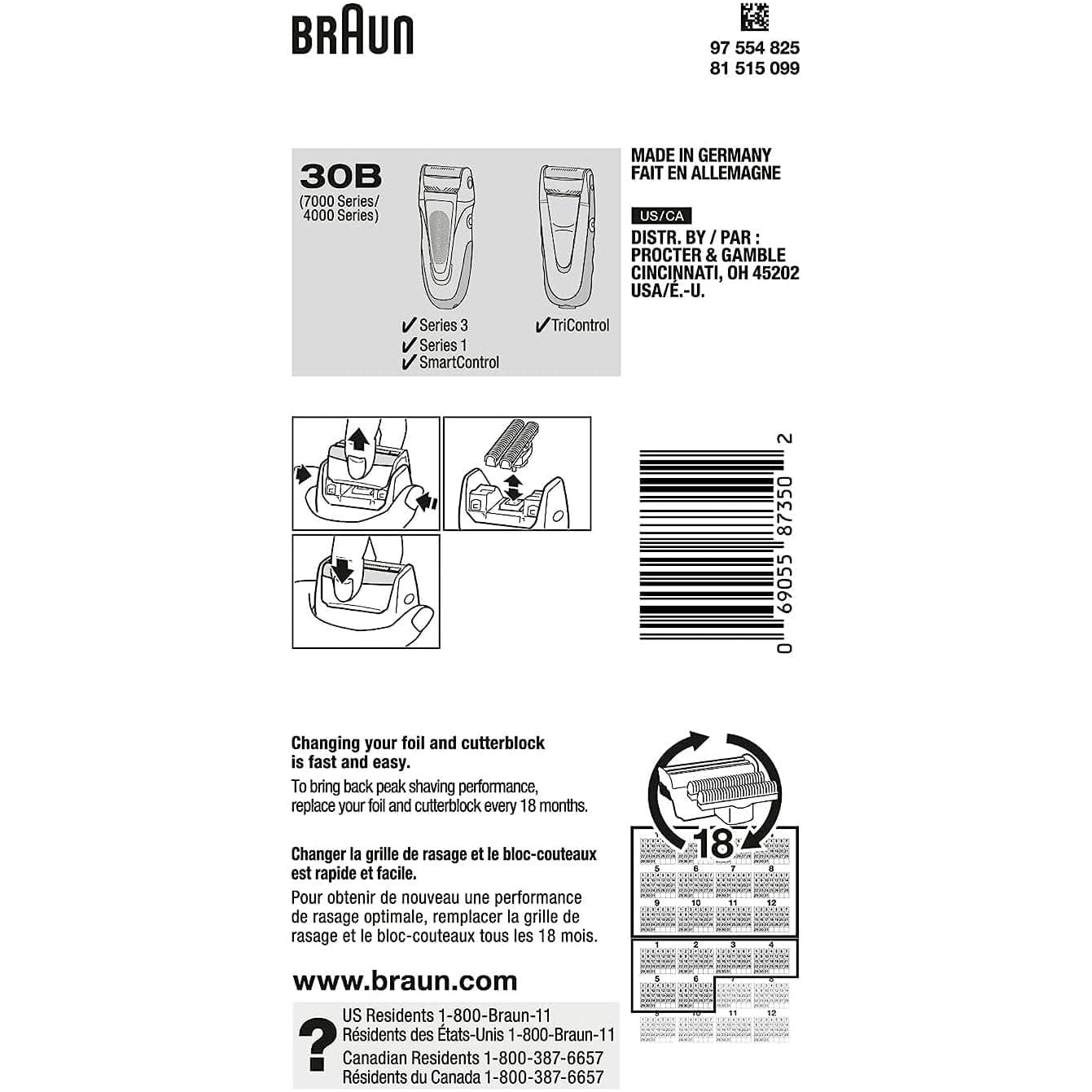 Buy Braun,Braun Series 3 Old Generation Electric Shaver Replacement Head - 30B - Compatible with Electric Razors SmartControl, TriControl, 340, 330, 320, 310, 300 - Gadcet | UK | London | Scotland | Wales| Near Me | Cheap | Pay In 3 | Razors & Razor Blades